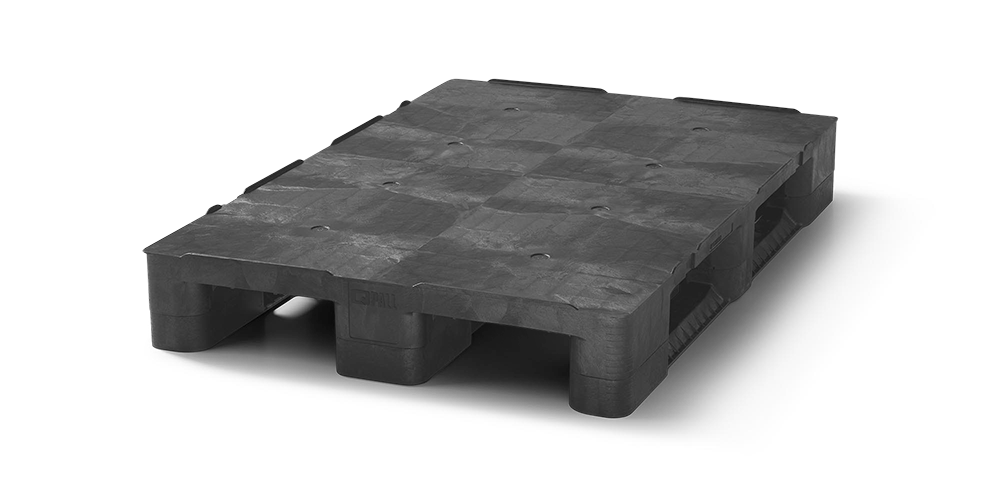 Kunststof pallet 1200 x 800 gesloten dek 3 onderlatten heavy - 2 qp1208hb3rr cd - 2.QP1208HB3RR-CD