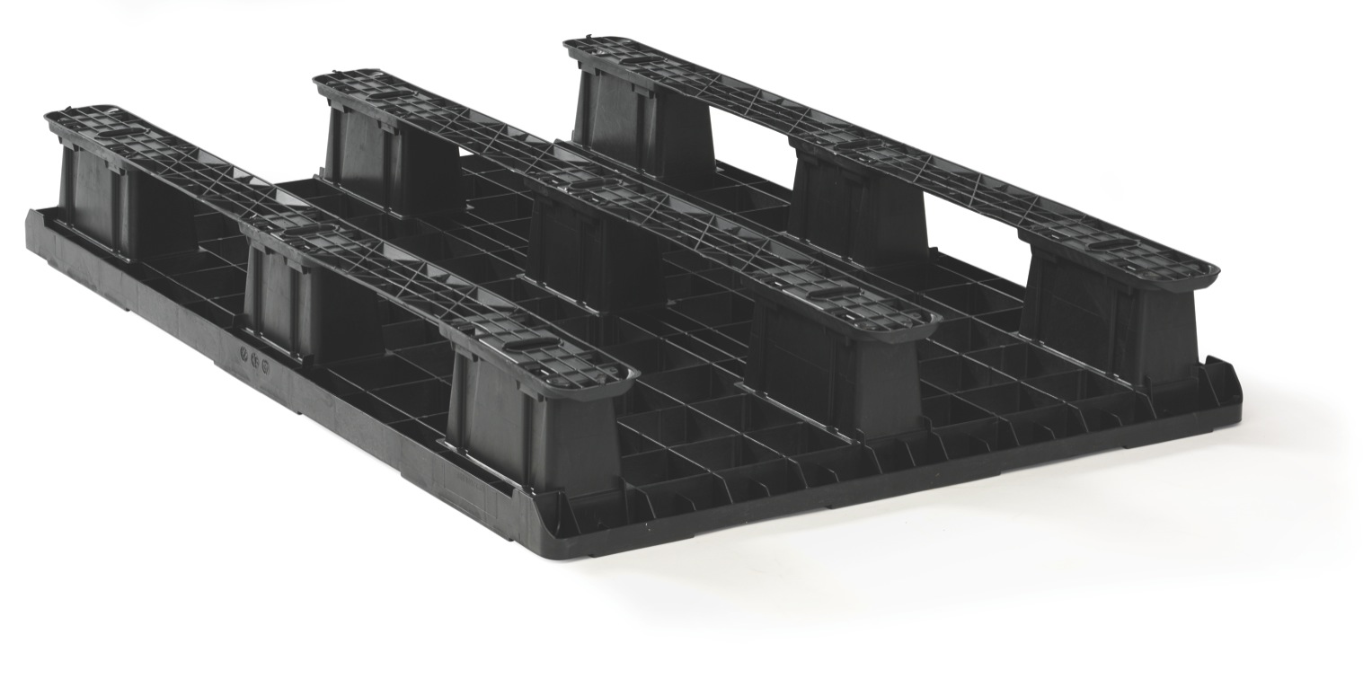 Kunststof pallet 1200 x 800 gesloten dek 3 onderlatten - 2 qp1208lb3rr cd t - 2.QP1208LB3RR-CD