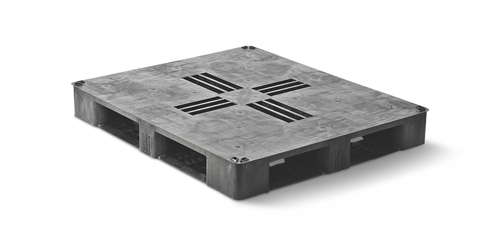 Kunststof pallet 1200 x 1000 gesloten dek 6 onderlatten heavy - 2 qp1210hb6rr cd - 2.QP1210HB6RR-CD