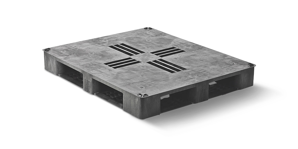 Pallet in plastica 1200 x 1000 ponte chiuso 6 listelli medium - 2 qp1210mb6rr cd - 2.QP1210MB6RR-CD