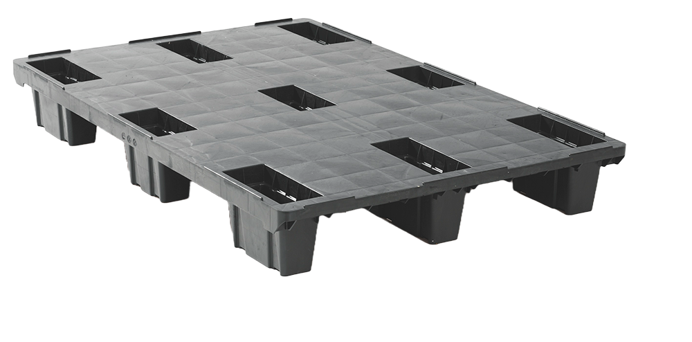 Kunststof pallet 1200 x 800 gesloten dek 9 pootjes light - 3 qp1208lb9fr cd t free - 3.QP1208LB9FR-CD