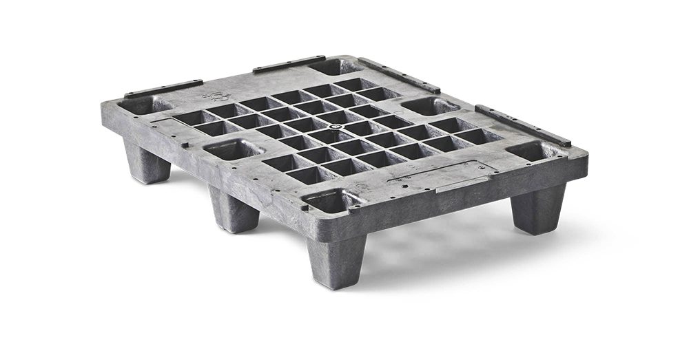 Display pallet 600 x 800 open dek  6 pootjes heavy - Kunststof dislay pallet 600 800 qp6080hb6fr - QP6080HB6FR