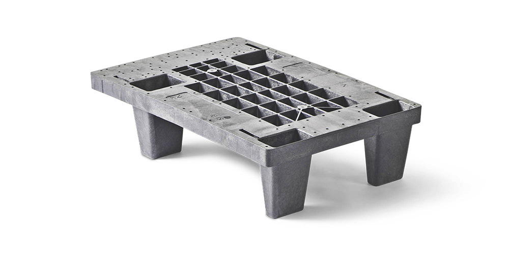 Display pallet 400 x 600 open dek  4 pootjes medium - Kunststof display pallet 400 600 qp6040mr4f 4 - QP6040MB4F