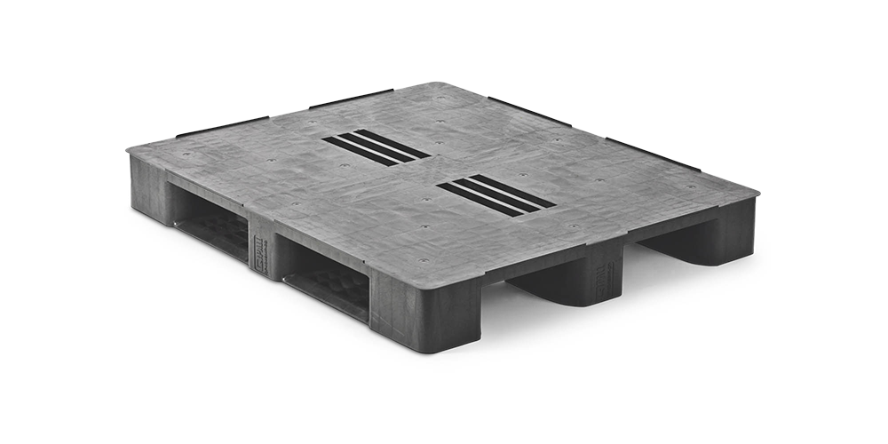 Pallet in plastica 1200 x 1000 ponte chiuso 3 listelli heavy - Kunststof pallet 1000 1200 2 qp1210hb3rr cd - 2.QP1210HB3RR-CD