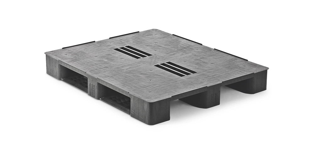 Pallet in plastica 1200 x 1000 ponte chiuso 3 listelli medium - Kunststof pallet 1000 1200 2 qp1210mb3rr cd - 2.QP1210MB3RR-CD