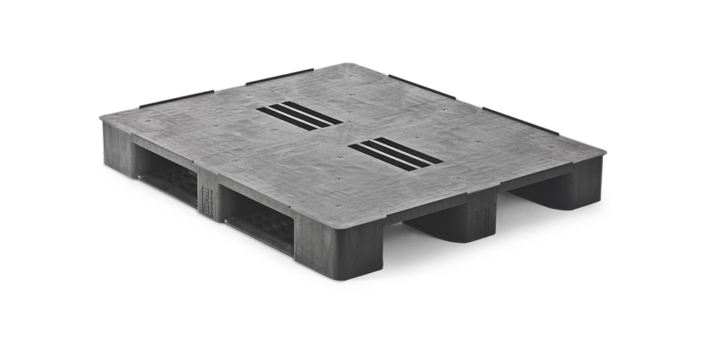 Pallet in plastica 1220 x 1020 ponte chiuso 3 listelli medium - Kunststof pallet 1000 1200 40 48 qp4048mb3rr cd - QP4048MB3RR-CD