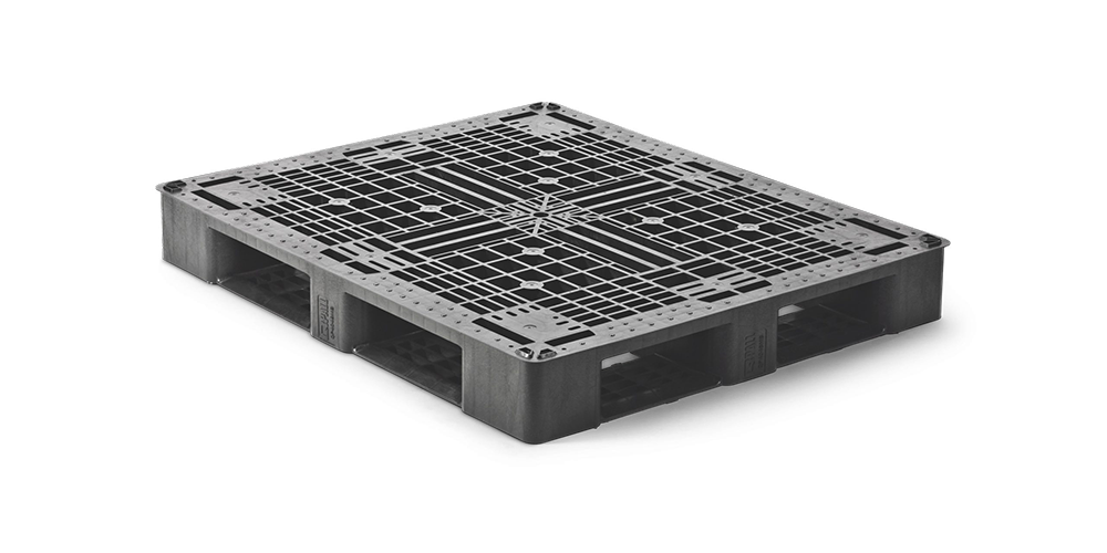 Pallet in plastica 1220 x 1020 ponte aperto  6 listelli medium - Kunststof pallet 1000 1200 40 48 qp4048mb6rr - QP4048MB6RR