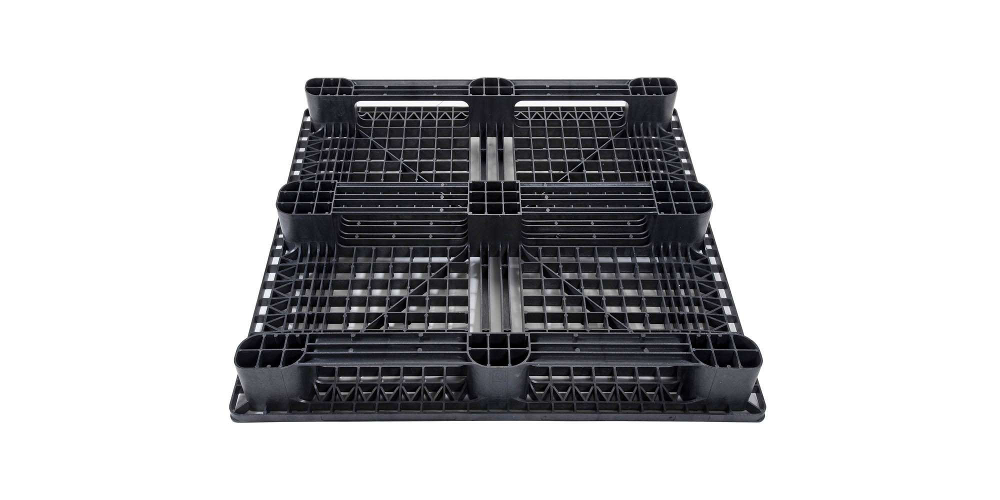 Kunststof pallet 1200 x 1200 open dek  3 onderlatten medium - Kunststof pallet 1200 1200 qp1212mr3rr 1 - QP1212MB3RR