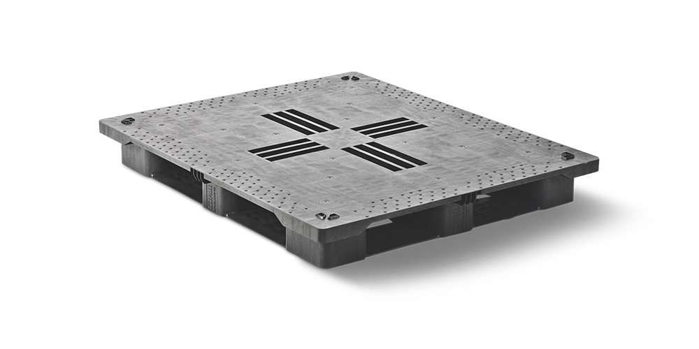 Kunststof pallet 1300 x 1100 gesloten dek 6 onderlatten heavy - Qp1311hb6rr cd - 2.QP1311HB6R-SCD