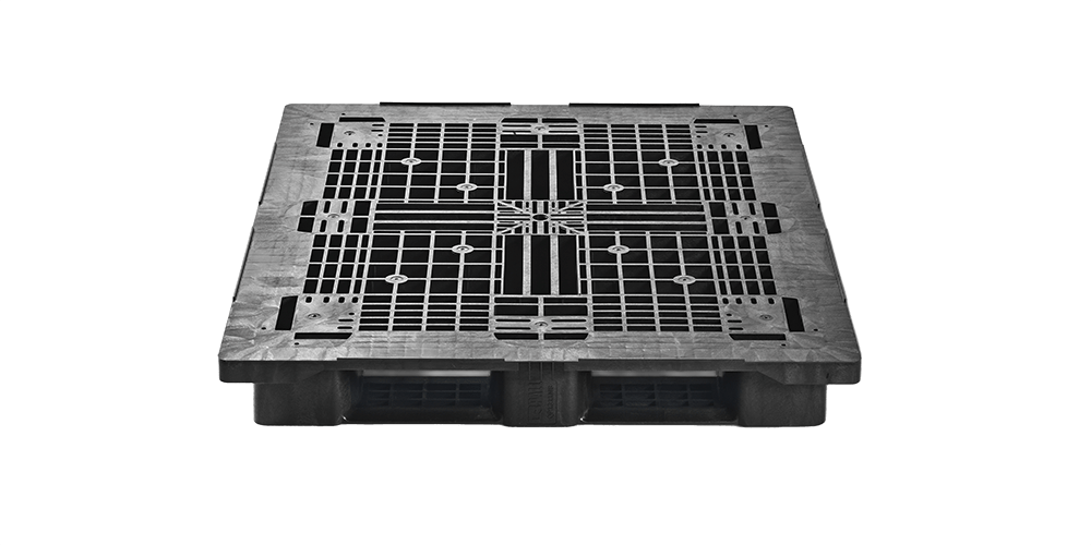 Kunststof pallet 1300 x 1100 open dek  6 onderlatten heavy - Qp1311hx6rr front min - 2.QP1311HB6R-S