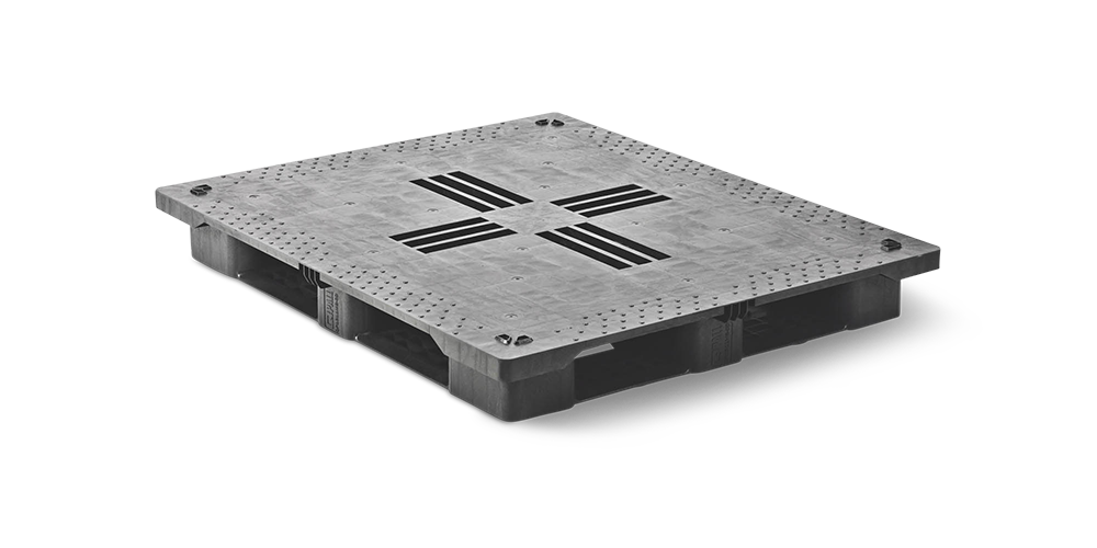 Kunststof pallet 1300 x 1100 gesloten dek 6 onderlatten medium - Qp1311mb6rr cd - QP1311MB6R-ASCD