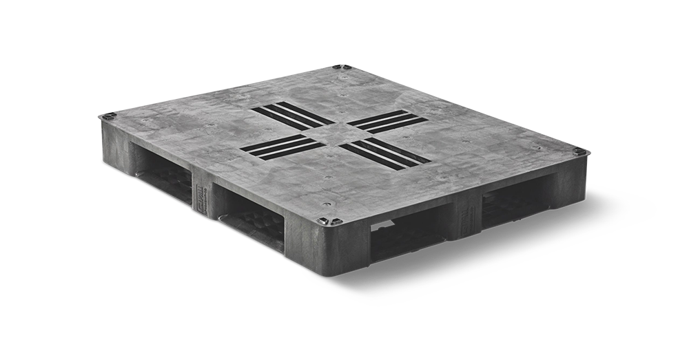 Pallet in plastica 1220 x 1020 ponte chiuso 6 listelli medium - Qp4048mb6rr cd - QP4048MB6RR-CD