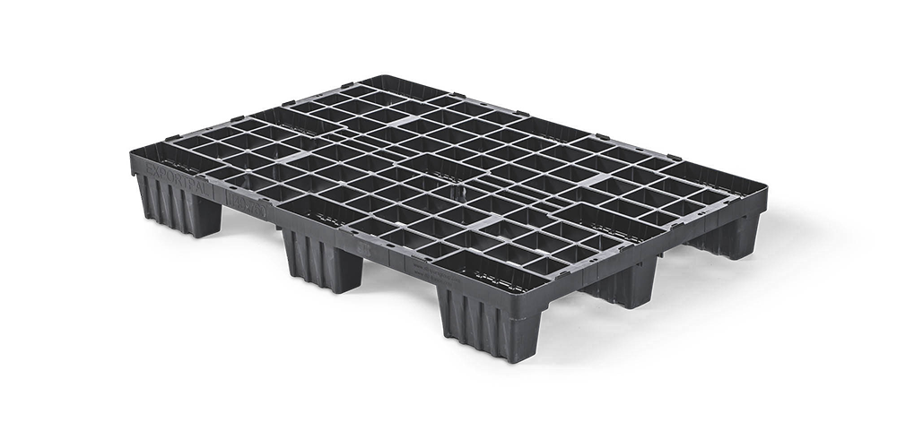 Palettes plastique 760 x 1140 pont supérieur ouvert  9 pieds emboitables légère - Qp76114lb9fr 1 - QP76114LB9FR