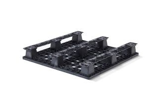 Kunststoffpalette 1140 x 1140 Offenes Deck  3 Kufen light - Kunststof pallet 1140 1140 qp1140lr3rr b - QP1140LB3RR