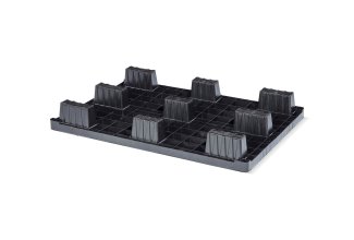 Kunststof pallet 1200 x 800 gesloten dek 9 pootjes light - Kunststof pallet 800 1200 qp1208lr9fr cd b - QP1208LB9FR-CD